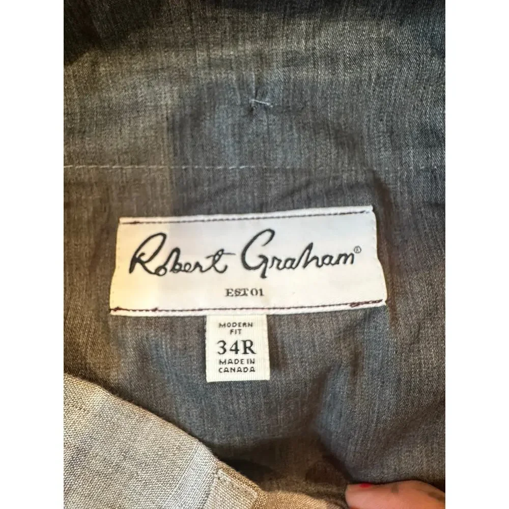 Robert Graham EST 01 100% Linen Gray Dress Pants Men's 34R